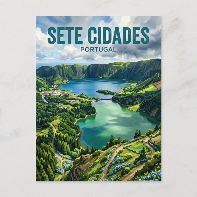 Sete Cidades Portugal Vykort (Framsida)