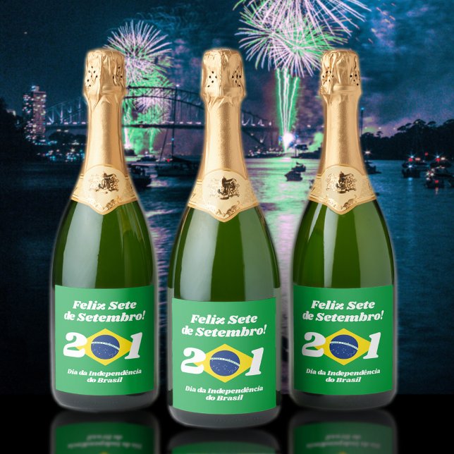 Sete de Setembro Independence day Brasilien Flagga (Brazil Independence Day Champagne Bottles Cover Photo.)