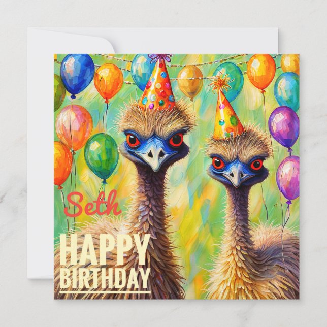 SETH ~ Birthday Card ~ Emus ~ (Framsida)