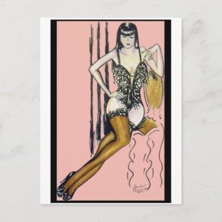 Seti - Brunette Pin-up Girl Card Vykort