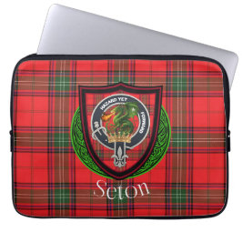 Seton Scottish Clan Tartan and Crest Laptop Fodral