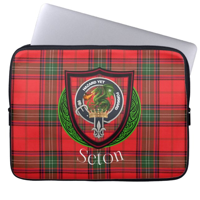 Seton Scottish Clan Tartan and Crest  Laptop Fodral (Framsidan)