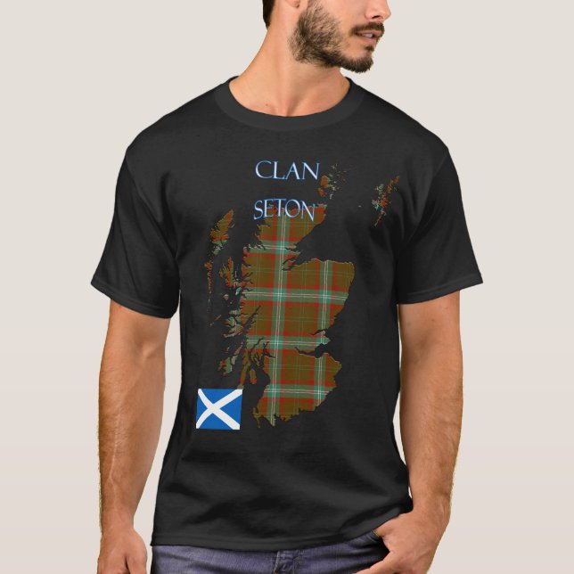 Seton Scottish Klan Tartan Scotland T Shirt (Framsida)