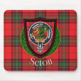 Seton skotska klan tartan och vapensköld musmatta