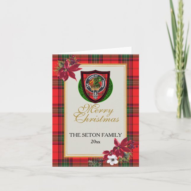 Seton skotska klan tartan & vapen kort (Framsida)