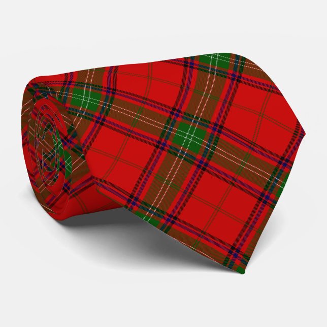 Seton tartan röd grön rutig slips (Rullad)