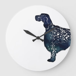 Setter Hund Black Watercolor Silhouette Stor Klocka