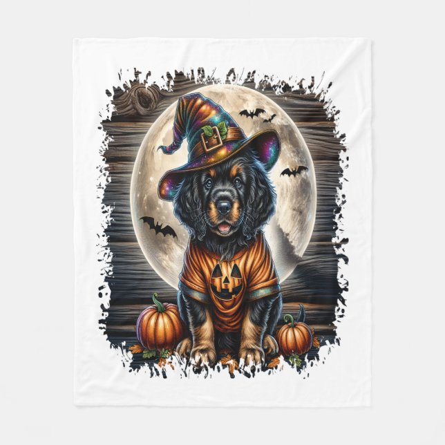 Setter Hund Halloween Square Fleecefilt (Framsidan)