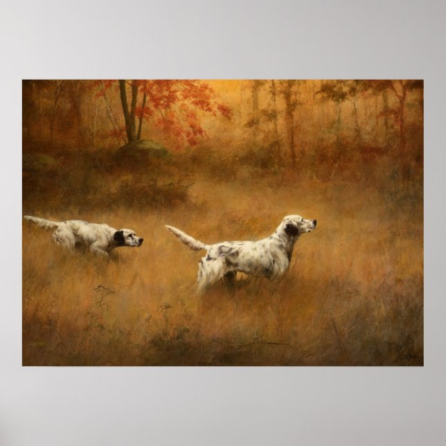 Setters in a Field by Percival Leonard Rosseau Poster (Framsidan)