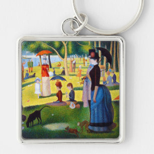 Seurat: En söndag på La stora Jatte Fyrkantig Silverfärgad Nyckelring