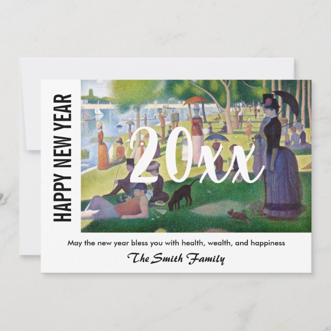 Seurat - Gott nytt år / Söndag på Grande Jatte Julkort (Framsida)