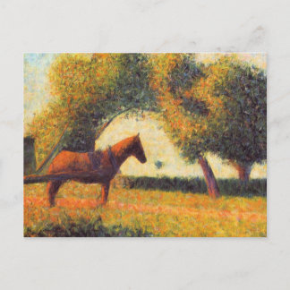 Seurat horse och cart-målning pointillist art vykort