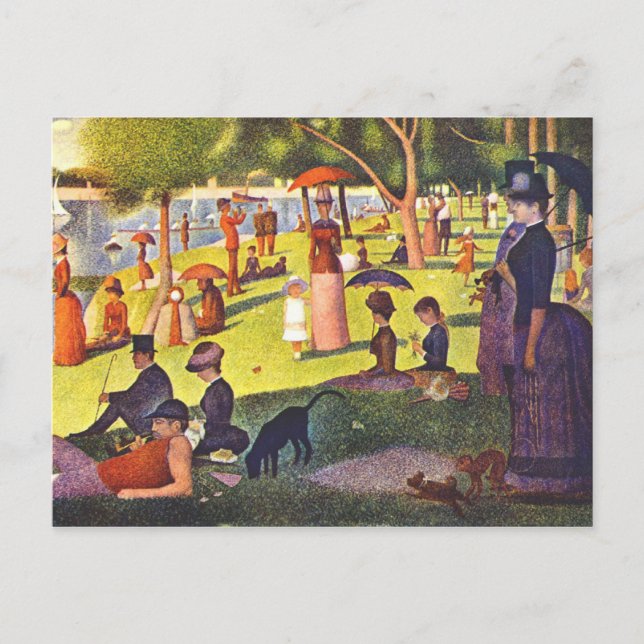 Seurat Painting Söndag Aeftermiddag Vykort (Framsida)