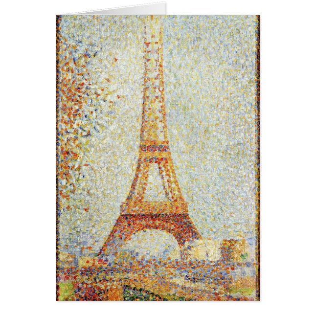 Seurat som målar det Effiel torn Hälsningskort (Framsidan)
