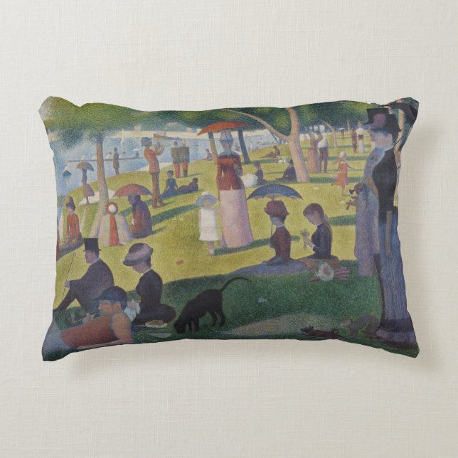 Seurat söndag La Grande Jatte Finkonst Prydnadskudde (Framsidan)