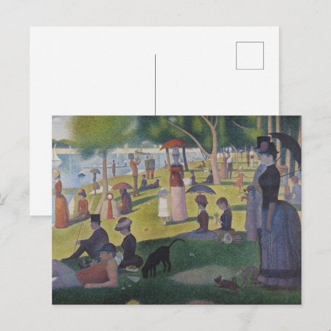 Seurat söndag La Grande Jatte Finkonst Vykort (Fram/baksida)
