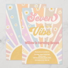 Seven är en Vibe Boho Sunshine 7:e Födelsedagsfest Inbjudningar