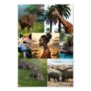 Seven Bild African Inspired Photo Collage Fototryck