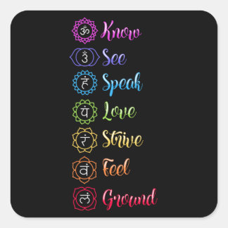 Seven Chakra Om Yoga Fyrkantigt Klistermärke