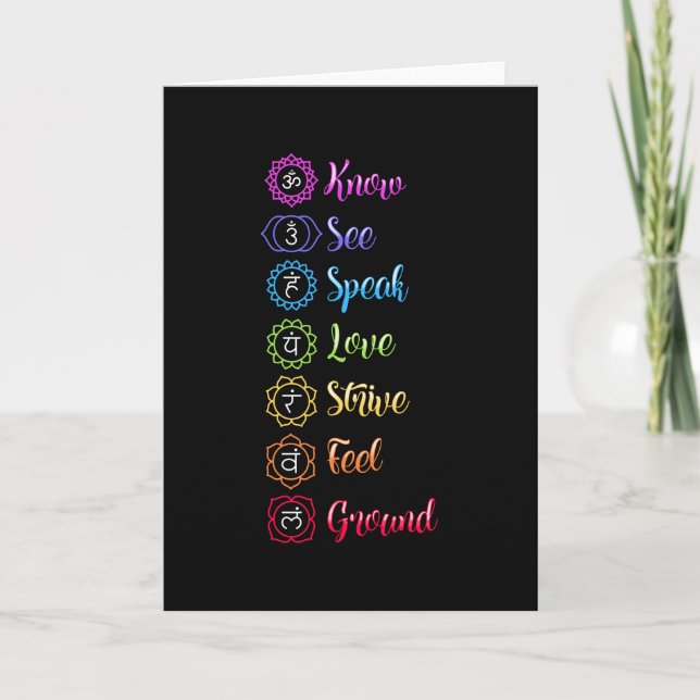 Seven Chakra Om Yoga Kort (Framsida)