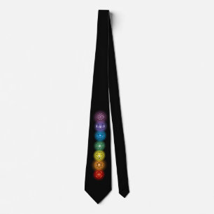 Seven Chakras Black Neck Tie Slips