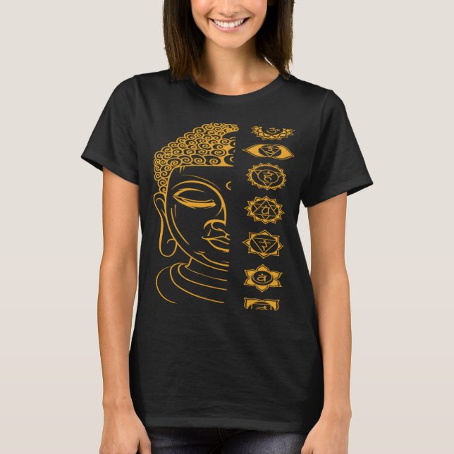 Seven Chakras Heliga Buddha T Shirt (Framsida)