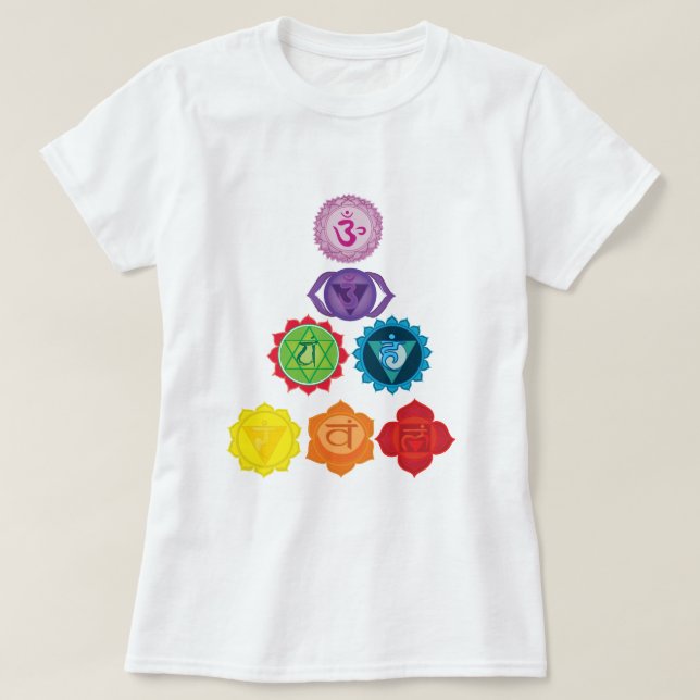 Seven Chakras Pyramid Yoga Women's Basic T-Shirt (Design framsida)