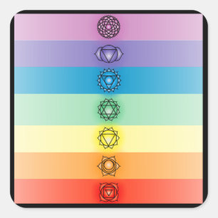 Seven Chakras Stickers Fyrkantigt Klistermärke