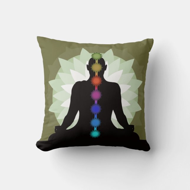 Seven Chakras Yoga Pose Design Dekorativ kudde (Framsida)