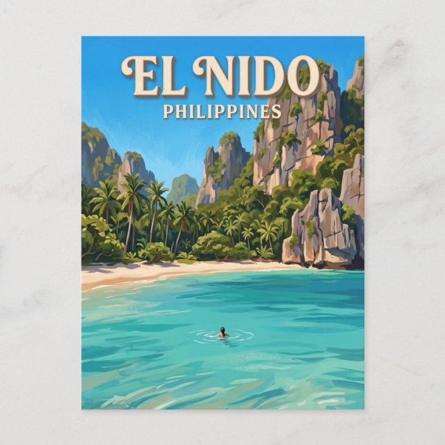 Seven Commandos Beach, El Nido Filippinerna Vykort (Framsida)