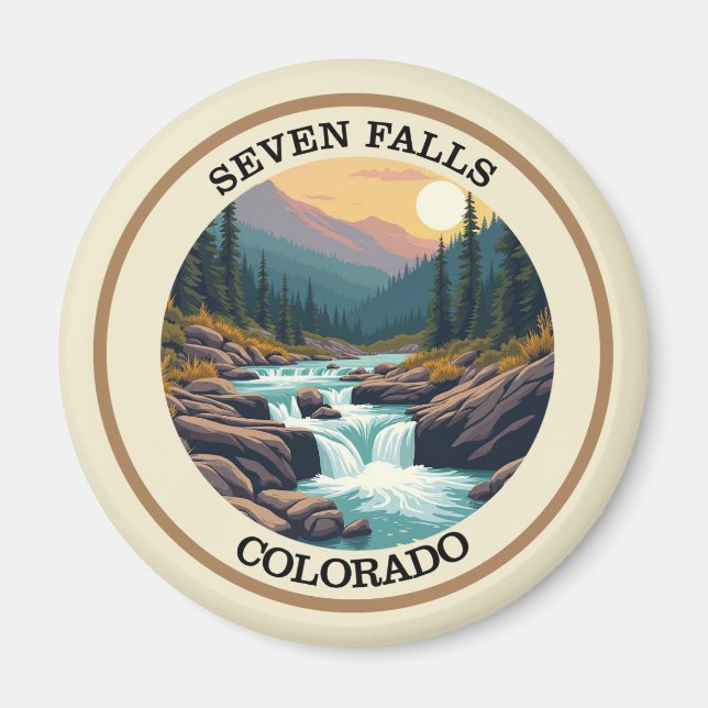Seven Falls Colorado Retro Magnet (Framsidan)