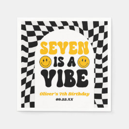 Seven Is A Vibe Retro Seventh 7th Birthday Party Pappersservett