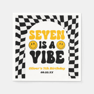 Seven Is A Vibe Retro Sjunde 7-års Födelsedagsfest Pappersservett