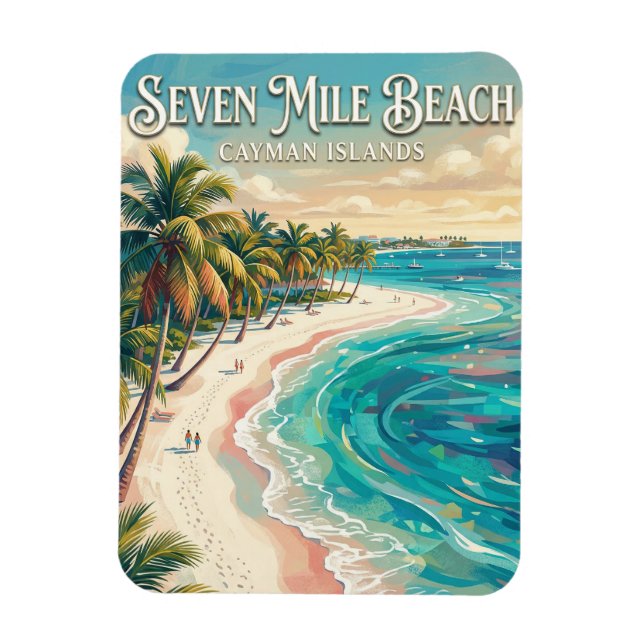Seven Mile Beach Caymanöarna Magnet (Vertikal)