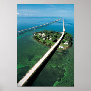 Seven Mile Bridge och Pigeon Nyckel, Florida Nyckl Poster