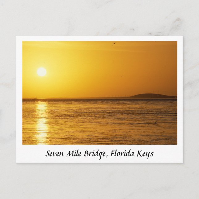 Seven Mile Bridge Sunset, Florida Nycklar Vykort (Framsida)