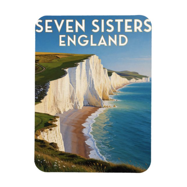 Seven Sisters England Kritklippor   Magnet (Vertikal)