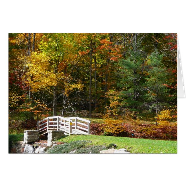 Seven Springs Fall Bridge I Höstlandskap OBS Kort (Framsidan Horizontal)