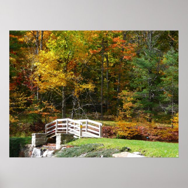 Seven Springs Fall Bridge I Höstlandskap Poster (Framsidan)