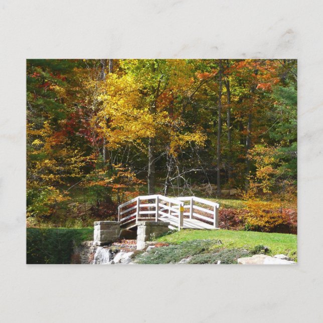 Seven Springs Fall Bridge I Höstlandskap Vykort (Framsida)