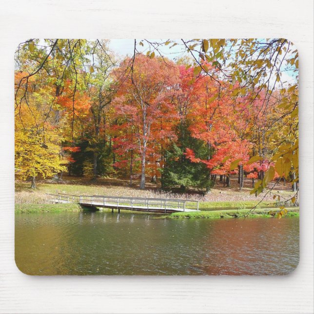Seven Springs Fall Bridge III Höstlandskap Musmatta (Framsidan)