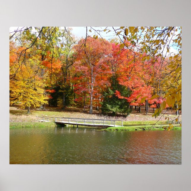 Seven Springs Fall Bridge III Höstlandskap Poster (Framsidan)