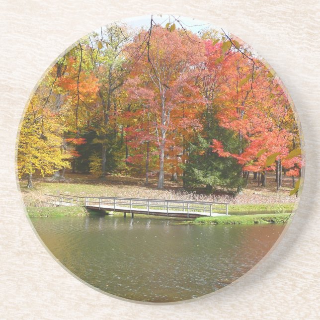Seven Springs Fall Bridge III Höstlandskap Underlägg (Framsidan)