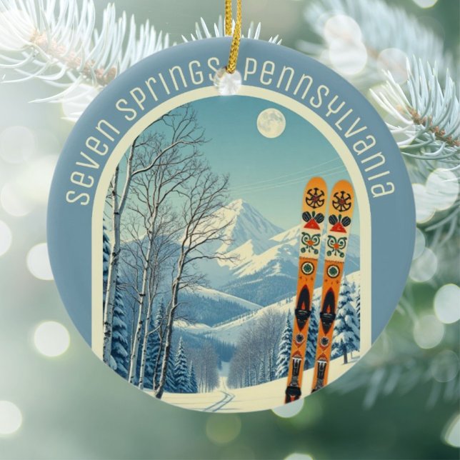 Seven Springs Pennsylvania ski souvenir  Julgransprydnad Keramik (Skapare uppladdad)