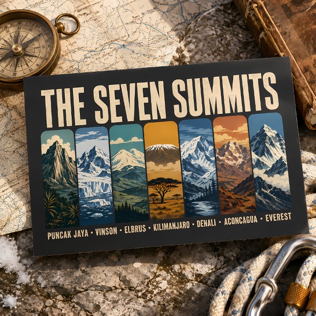 Seven Summits Berglandmärke Illustration Vykort (Skapare uppladdad)