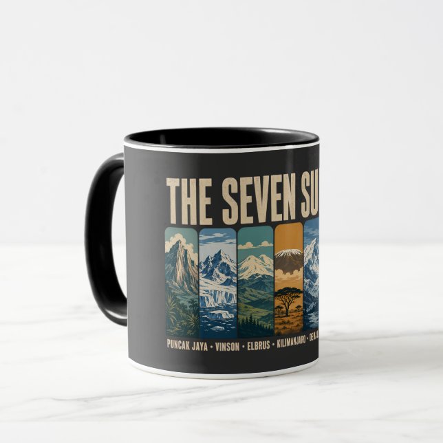 Seven Summits Mountain Landmarks Illustration Mugg (Framsida vänster)