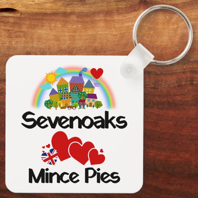 Sevenoaks, Kent UK Kärlek Mince Paj Nyckelring (Baksida)