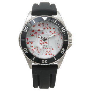 Sevens, Poker-kort, Manar Black Rubber Watch. Armbandsur