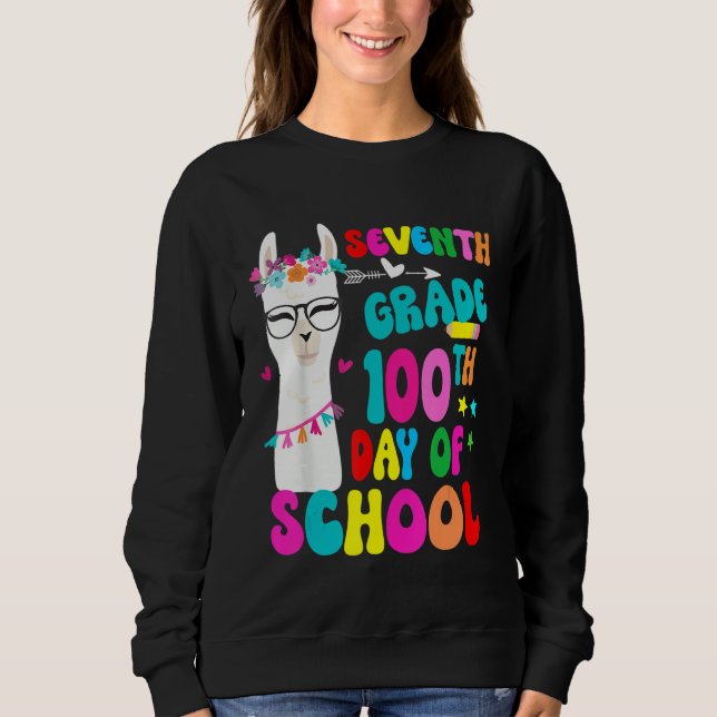 Seventh Grade 100 Days Smarter No Prob Llama Teach T Shirt (Framsida)