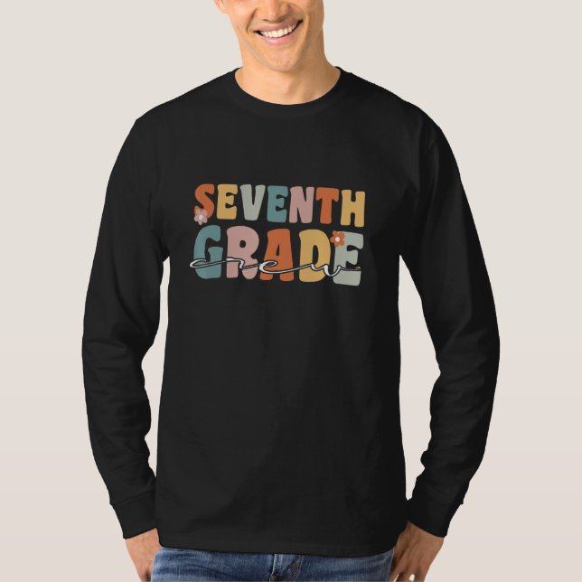 Seventh Grade Crew Student Teacher Groovy Retro Sc T Shirt (Framsida)